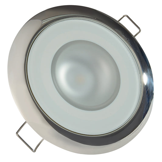 Lumitec Mirage - Flush Mount Down Light - Glass Finish/Polished SS Bezel - 2-Color White/Blue Dimming | SendIt Sailing