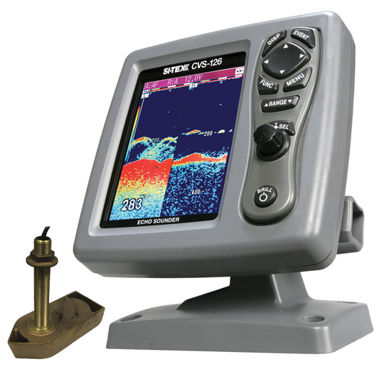 Si-Tex CVS-126 Dual Frequency Color Echo Sounder with 600kW Thru-Hull Tranducer 307/50/200T-CX | SendIt Sailing