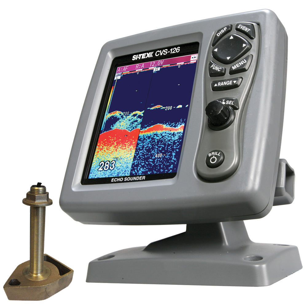Si-Tex CVS-126 Dual Frequency Color Echo Sounder with 600kW Thru-Hull Transducer 1700/50/200T-CX | SendIt Sailing