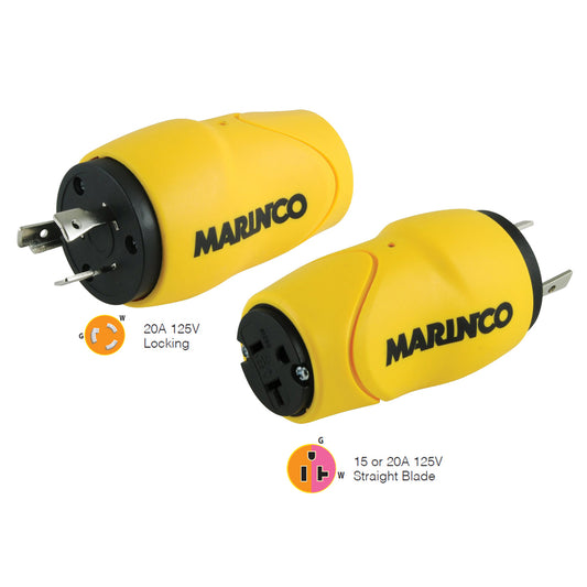 Marinco Straight Adapter 20Amp Locking Male Plug to 15Amp Straight Female Adapter | SendIt Sailing