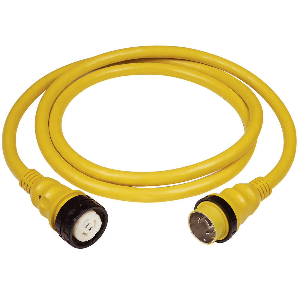 Marinco 50A 125V Shore Power Cable - 25ft - Yellow | SendIt Sailing