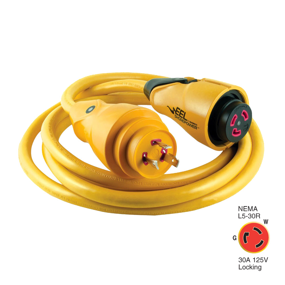 Marinco CS30-12 EEL 30A 125V Shore Power Cordset - 12ft - Yellow | SendIt Sailing