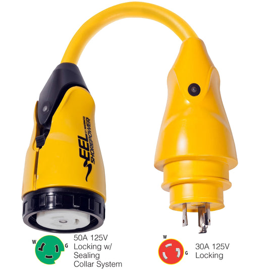 Marinco P30-503 EEL 50A-125V Female to 30A-125V Male Pigtail Adapter - Yellow | SendIt Sailing