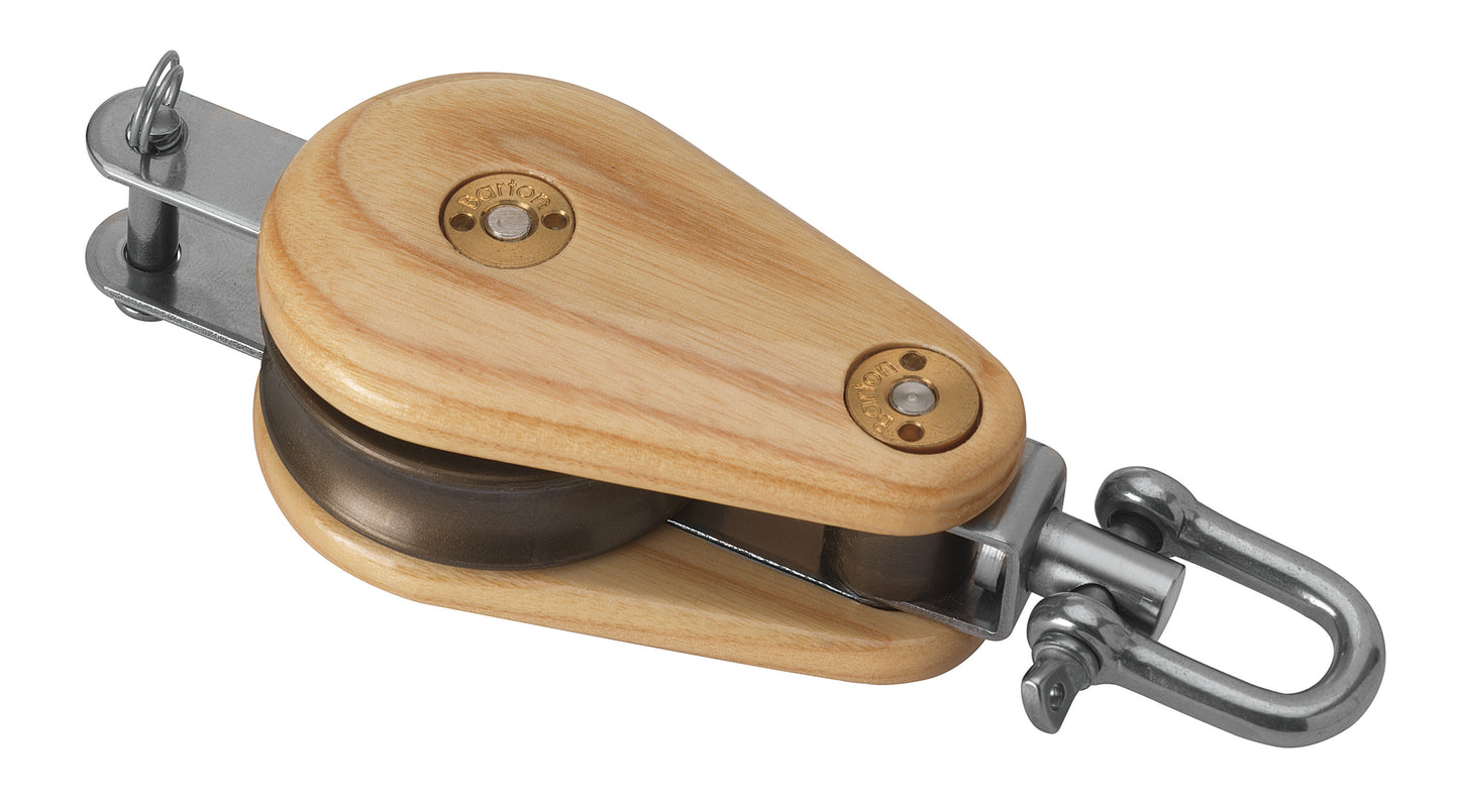 Barton Marine Wooden Block 45mm Single Swivel & Becket | SendIt Sailing