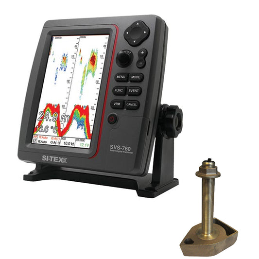 Si-Tex SVS-760 Dual Frequency Sounder 600W Kit with Bronze Thru-Hull Temp Transducer - 1700/50/200T-CX | SendIt Sailing