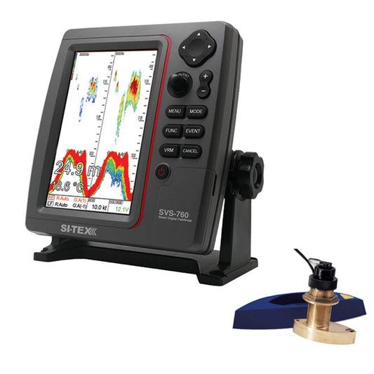 Si-Tex SVS-760 Dual Frequency Sounder 600W Kit with Bronze Thru-Hull Speed and Temp Transducer | SendIt Sailing