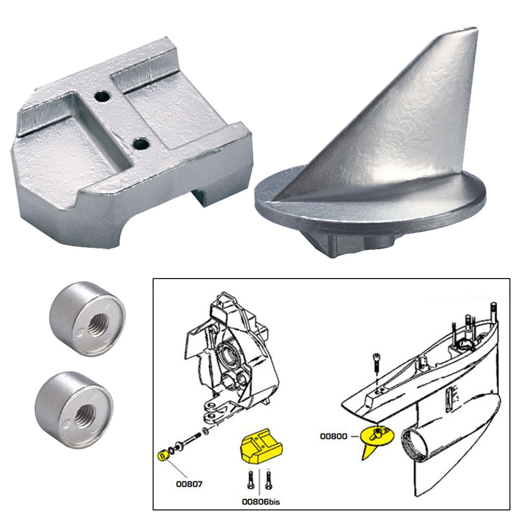 Tecnoseal Anode Kit with Hardware - Mercury Alpha 1 Gen 1 - Aluminum | SendIt Sailing