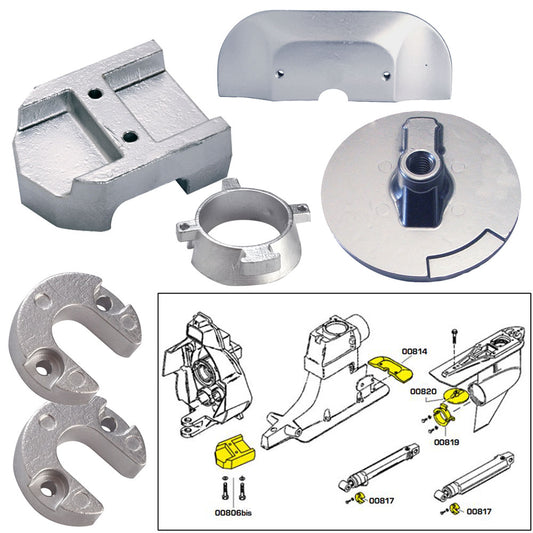Tecnoseal Anode Kit with Hardware - Mercury Alpha 1 Gen 2 - Zinc | SendIt Sailing