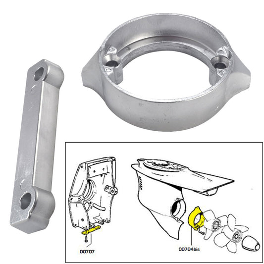 Tecnoseal Anode Kit with Hardware - Volvo Duo-Prop 280 - Aluminum | SendIt Sailing