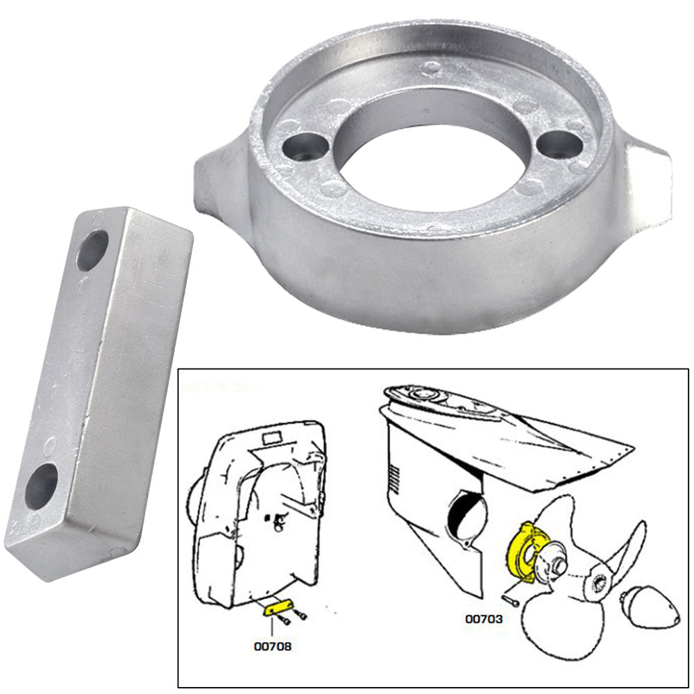 Tecnoseal Anode Kit with Hardware - Volvo 290 - Aluminum | SendIt Sailing