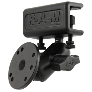 RAM Mount Glare Shield Clamp Mount with Short Double Socket Arm & Round Base Adapter with AMPs Hole Pattern | SendIt Sailing