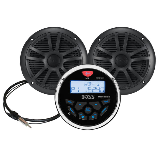 Boss Audio MCKGB350W.6 Marine Stereo and 6.5in Speaker Kit - Black | SendIt Sailing