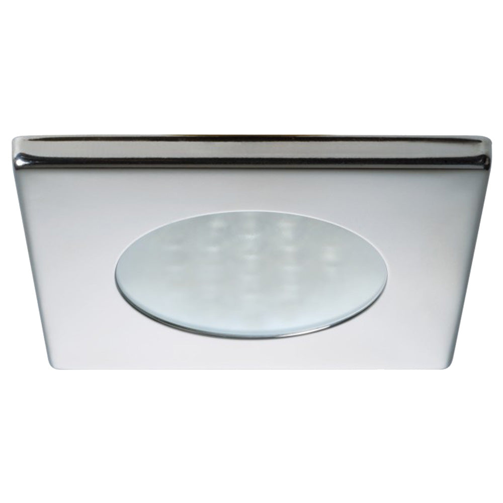 Quick Bryan C Downlight LED - 2W, IP40, Spring Mounted - Square Stainless Bezel, Round Warm White Light | SendIt Sailing