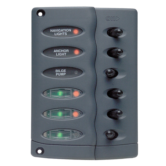 Marinco Contour Switch Panel - Waterproof 6 Way with Fuse Holder | SendIt Sailing