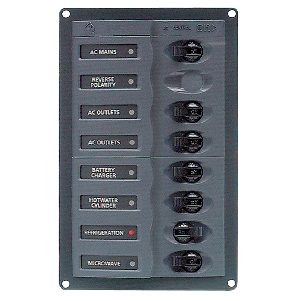 BEP AC Circuit Breaker Panel without Meters, 6 Way with Double Pole Mains | SendIt Sailing