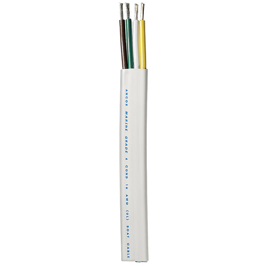 Ancor Trailer Cable - 16/4 AWG - Yellowith White/Green/Brown - Flat - 100ft | SendIt Sailing
