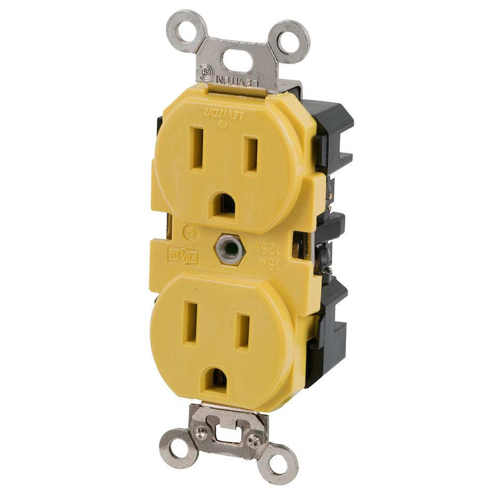 Marinco 15A 125V Yellow Duplex Straight Blade Receptacle | SendIt Sailing