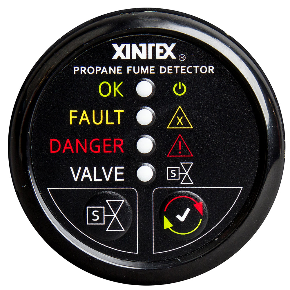 Fireboy-Xintex Propane Fume Detector with Plastic Sensor and Solenoid Valve - Black Bezel Display | SendIt Sailing