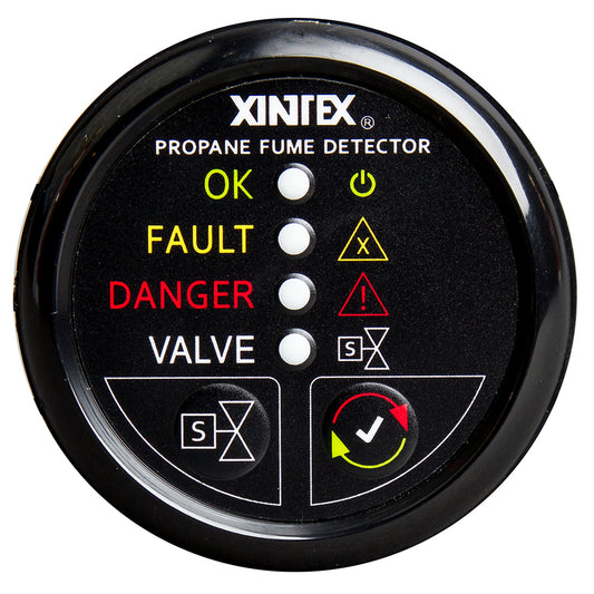 Fireboy-Xintex Propane Fume Detector with Automatic Shut-Off and Plastic Sensor - No Solenoid Valve - Black Bezel Display | SendIt Sailing