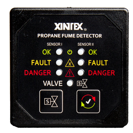 Fireboy-Xintex Propane Fume Detector with 2 Plastic Sensors - No Solenoid Valve - Square Black Bezel Display | SendIt Sailing