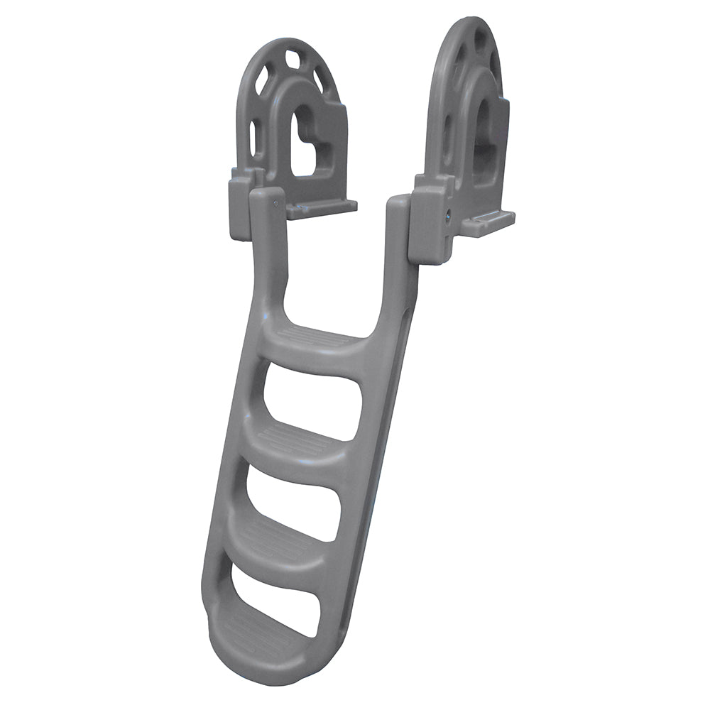 Dock Edge Stand-Off Flip-Up Polyethylene Roto Molded 4-Step Dock Ladder - Grey | SendIt Sailing