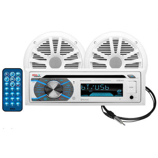 Boss Audio MCK508WB.6 Marine Stereo and 6.5in Speaker Kit - White | SendIt Sailing