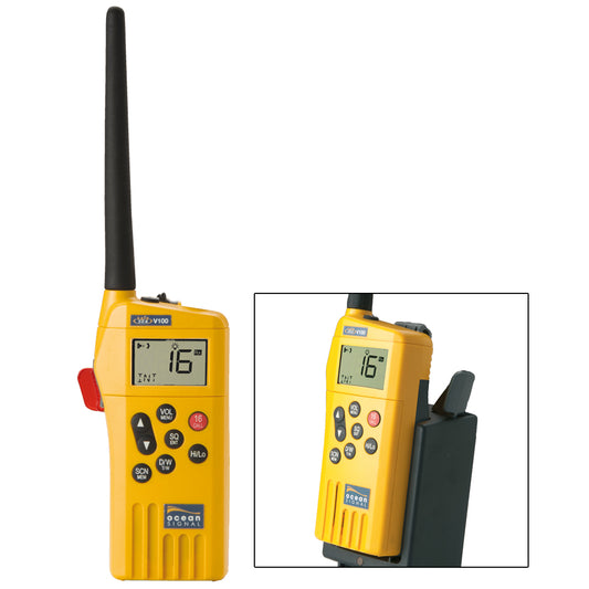 Ocean Signal SafeSea V100 GMDSS VHF Radio - 21 Channels with Battery Kit | SendIt Sailing