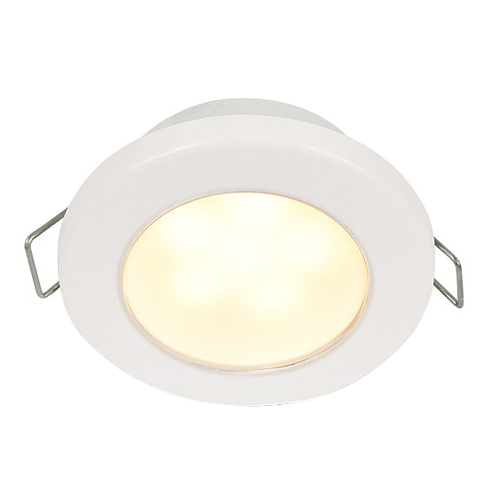 Hella Marine EuroLED 75 3in Round Spring Mount Down Light - Warm White LED - White Plastic Rim - 12V | SendIt Sailing