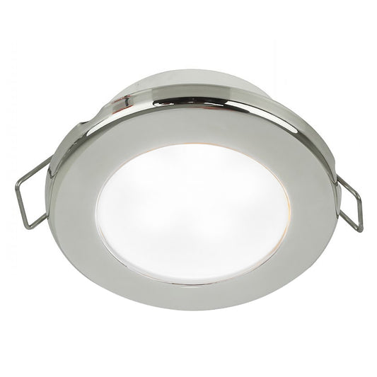 Hella Marine EuroLED 75 3in Round Spring Mount Down Light - White LED - Stainless Steel Rim - 24V | SendIt Sailing