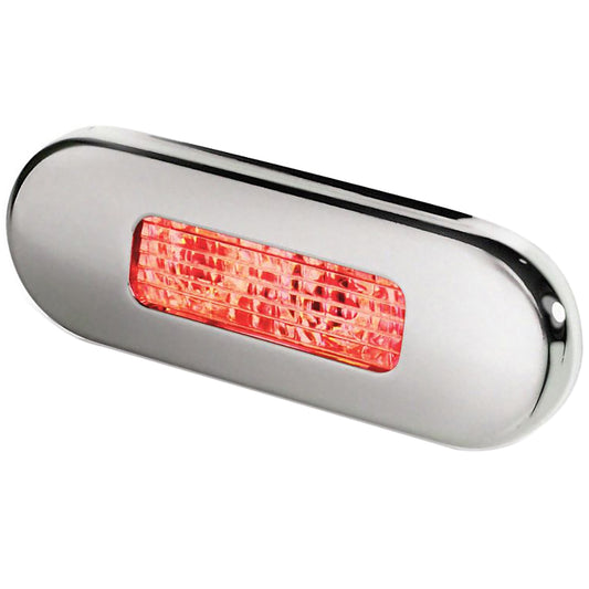 Hella Marine Surface Mount Oblong LED Courtesy Lamp - Red LED - Stainless Steel Bezel | SendIt Sailing