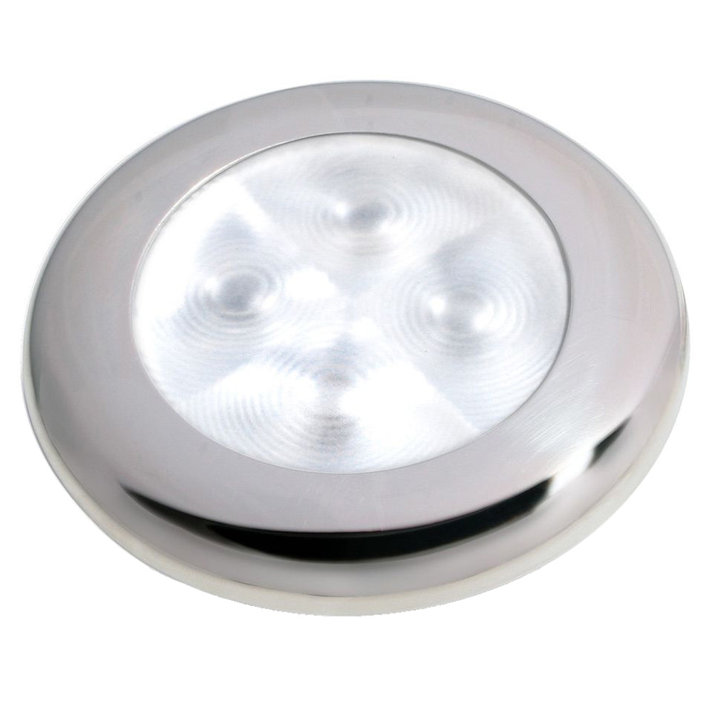 Hella Marine Slim Line LED Enhanced Brightness Round Courtesy Lamp - White LED - Stainless Steel Bezel - 12V | SendIt Sailing