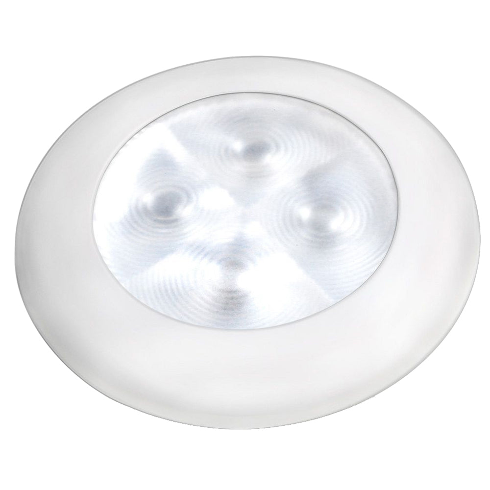 Hella Marine Slim Line LED Enhanced Brightness Round Courtesy Lamp - White LED - White Plastic Bezel - 12V | SendIt Sailing