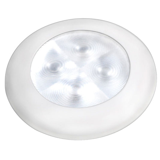 Hella Marine Slim Line LED Enhanced Brightness Round Courtesy Lamp - White LED - White Plastic Bezel - 12V | SendIt Sailing