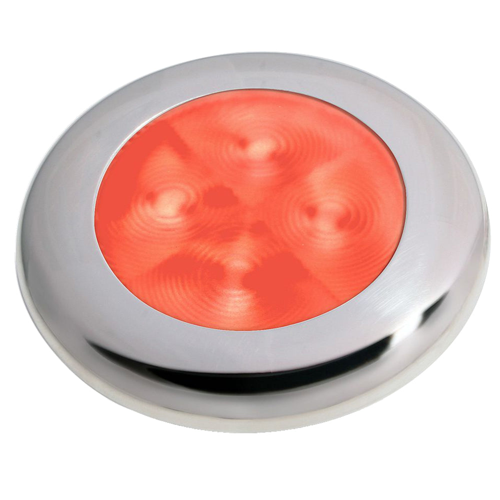 Hella Marine Slim Line LED Enhanced Brightness Round Courtesy Lamp - Red LED - Stainless Steel Bezel - 12V | SendIt Sailing