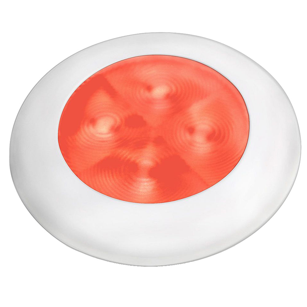 Hella Marine Slim Line LED Enhanced Brightness Round Courtesy Lamp - Red LED - White Plastic Bezel - 12V | SendIt Sailing