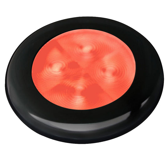 Hella Marine Slim Line LED Enhanced Brightness Round Courtesy Lamp - Red LED - Black Plastic Bezel - 12V | SendIt Sailing