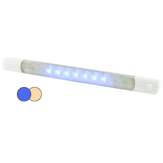 Hella Marine Surface Strip Light with Switch - Warm White/Blue LEDs - 12V | SendIt Sailing