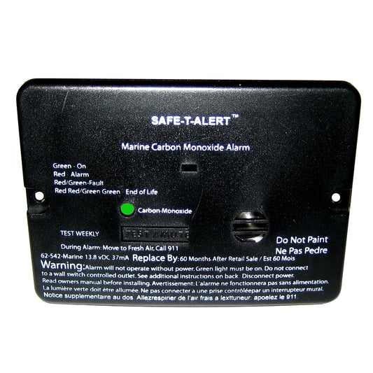 Safe-T-Alert 62 Series Carbon Monoxide Alarm - 12V - 62-542-Marine - Flush Mount - Black | SendIt Sailing