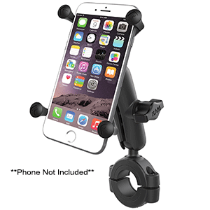 RAM Mount RAM Torque 1 1/8in - 1 1/2in Diameter Handlebar/Rail Base with 1in Ball, Medium Arm and X-Grip for Larger Phones | SendIt Sailing