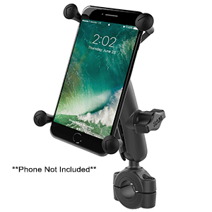 RAM Mount RAM Torque 3/4in - 1in Diameter Handlebar/Rail Base with 1in Ball, Medium Arm and X-Grip for Larger Phones | SendIt Sailing