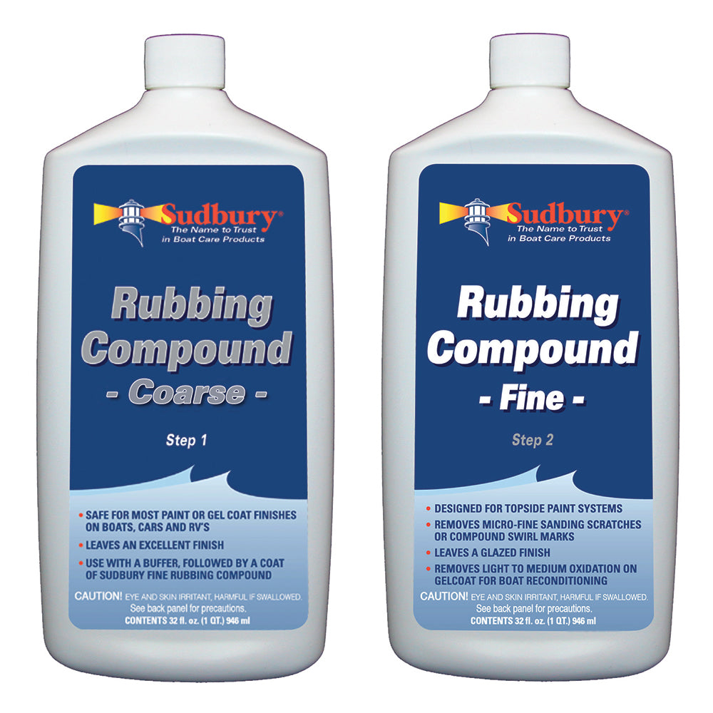 Sudbury Rubbing Compound Kit - Step 1 Coarse & Step 2 Fine - 32oz Each | SendIt Sailing