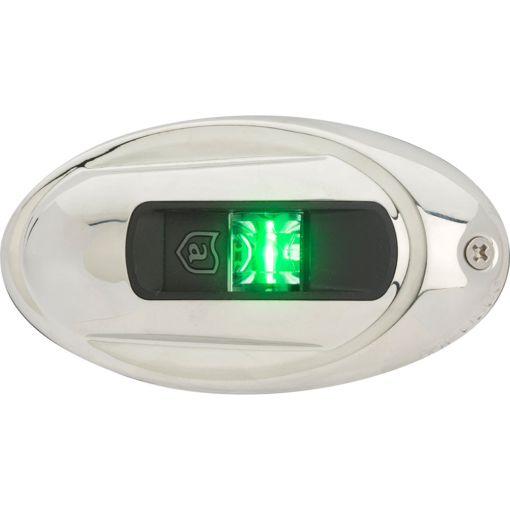 Attwood LightArmor Vertical Surface Mount Navigation Light - Oval - Starboard (green) - Stainless Steel - 2NM | SendIt Sailing