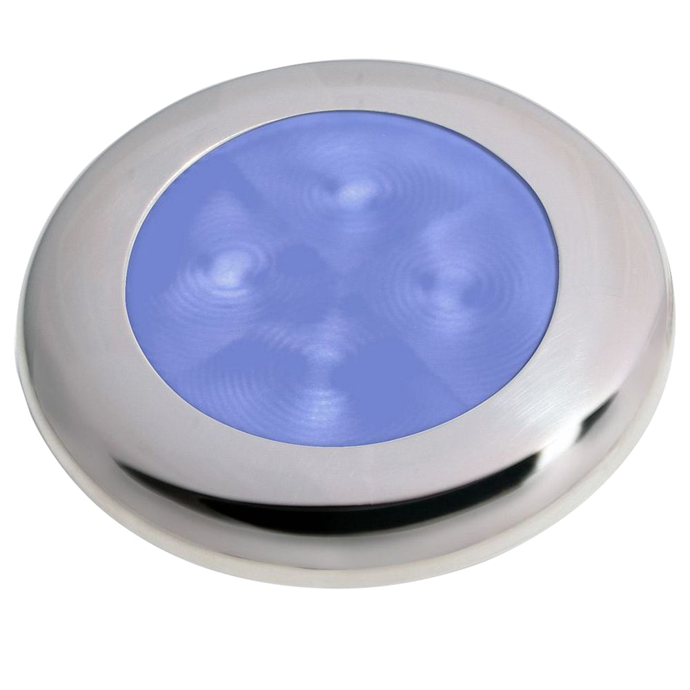 Hella Marine Polished Stainless Steel Rim LED Courtesy Lamp - Blue | SendIt Sailing