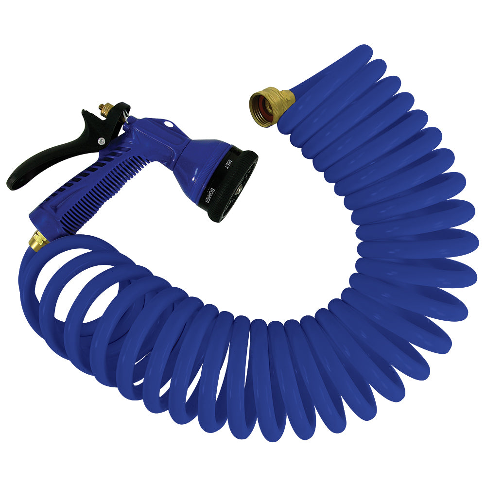 Whitecap 15 Blue Coiled Hose with Adjustable Nozzle | SendIt Sailing