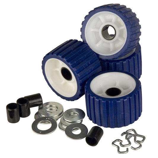 C.E. Smith Ribbed Roller Replacement Kit - 4-Pack - Blue | SendIt Sailing