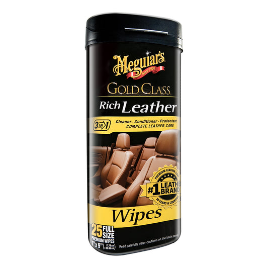 Meguiars Gold Class Rich Leather Cleaner & Conditioner Wipes | SendIt Sailing