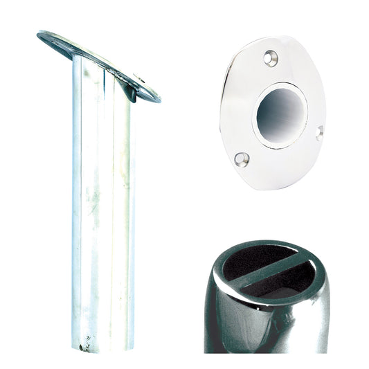 Tigress Oval Head SS Gunnel Mount Rod Holder - 30 degree - 9in - 4-Pack | SendIt Sailing