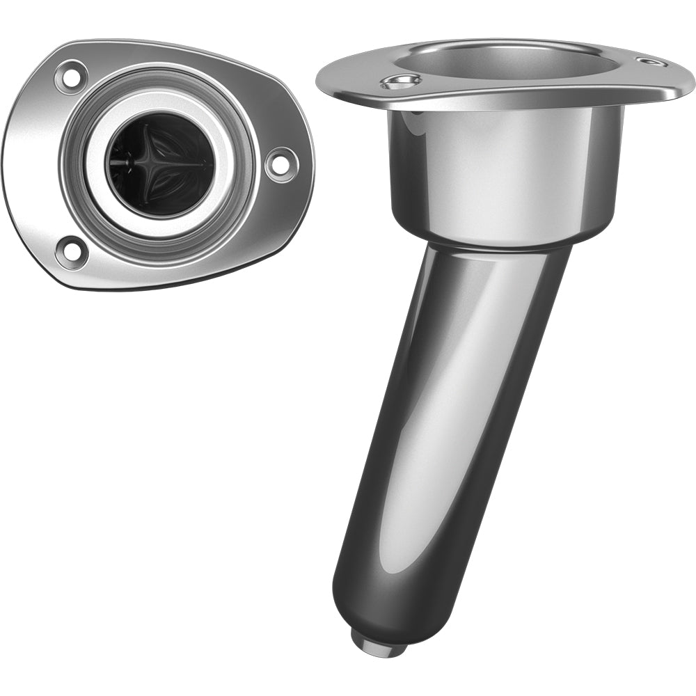 Mate Series Stainless Steel 15 degree Rod and Cup Holder - Drain - Oval Top | SendIt Sailing
