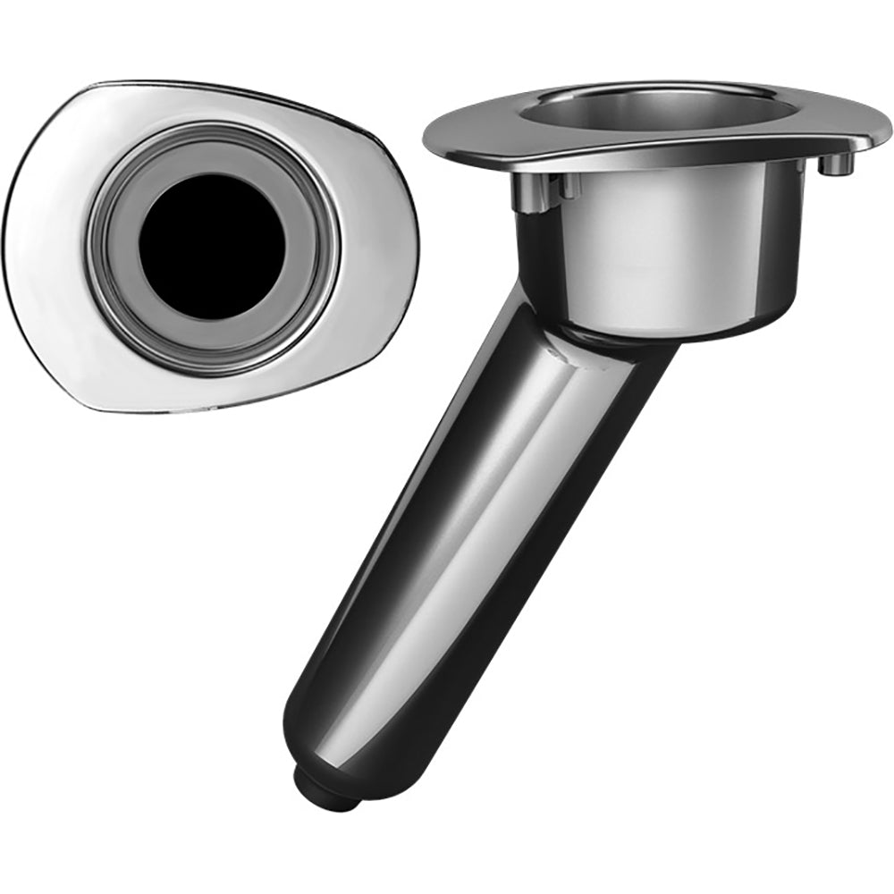 Mate Series Elite Screwless Stainless Steel 30 degree Rod and Cup Holder - Drain - Oval Top | SendIt Sailing