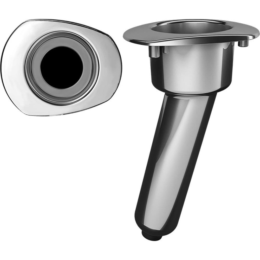 Mate Series Elite Screwless Stainless Steel 15 degree Rod and Cup Holder - Drain - Oval Top | SendIt Sailing